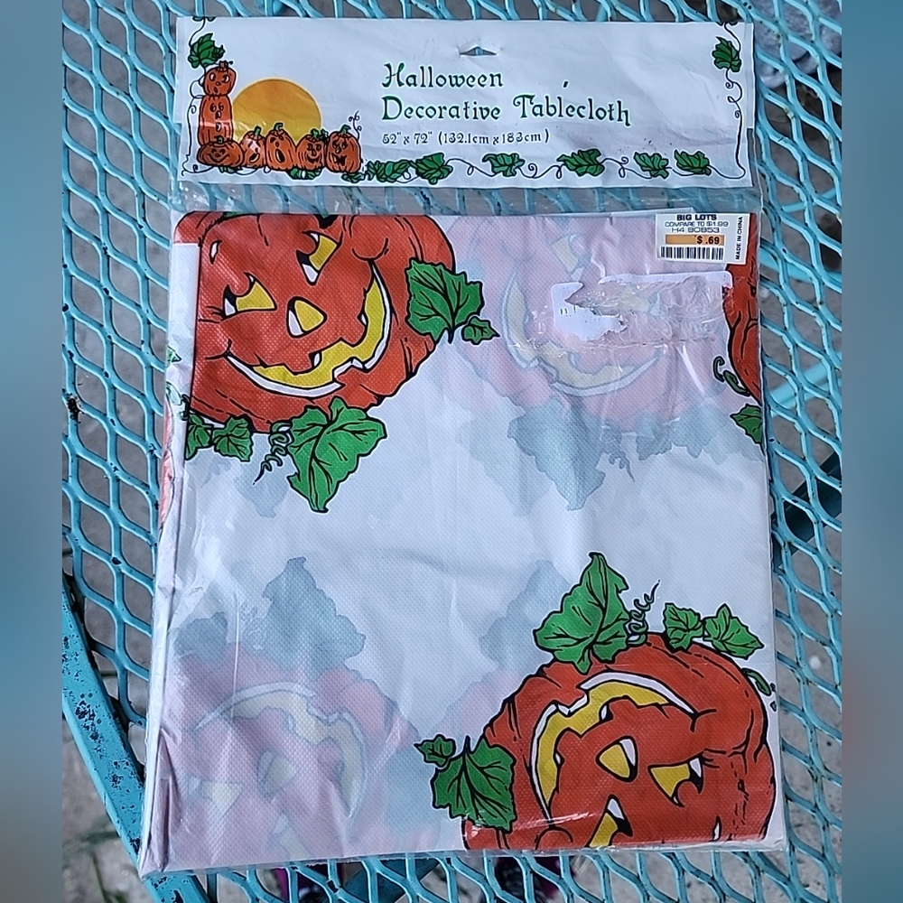 Vintage Halloween Pumpkin Tablecloth 52"x72"